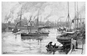 Melbourne a Yarrából, Victoria, Ausztrália, 1886.
