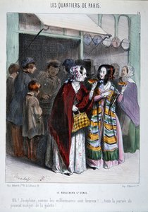 Két párizsi süteményt eszik a Boulevard St. Denisben, illusztráció a „Les Quartiers de Paris” sorozatból (színes litho)