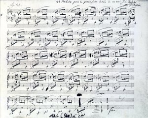 Frederic Chopin (1810 - 1849) lengyel zeneszerző 1. prelúdiumának kotta zongorára. alkotó: Frederic Chopin