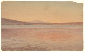Távoli kilátás a Katahdin-hegyekre és az utazóra a Millinocket-tóról alkotó: Frederic Edwin Church