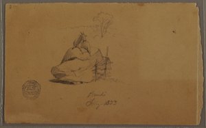 Rajz, Egy kecske Pándiban, Kolumbia, 1853. július alkotó: Frederic Edwin Church