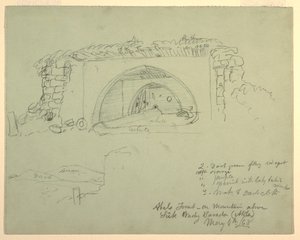 Rajz, Abels sírja a Suk Wadi feletti hegyen, 1868. május 4. alkotó: Frederic Edwin Church