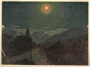 Rajz, Éjszakai alpesi táj, 1868 alkotó: Frederic Edwin Church