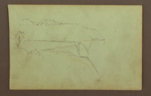 Rajz, Amerikai vízesés felhős égbolt alatt, Niagara folyó, valószínűleg 1856 alkotó: Frederic Edwin Church