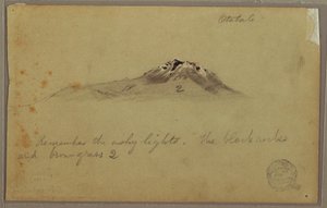 Rajz, Andok hegycsúcs (Cayambe ), Otavalo, Ecuador, 1853. augusztus vagy szeptember alkotó: Frederic Edwin Church