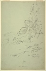 Rajz, A Suk Wadi nyugati oldalán lévő domb alapja, Barada, 1868. május 4. alkotó: Frederic Edwin Church