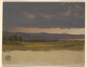 Rajz, Blue Hill alacsony felhők alatt, 1869-70 alkotó: Frederic Edwin Church