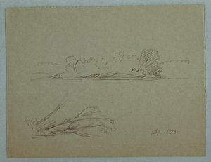 Rajz, Botanikai vázlatok: tájkép, fák a parton, 1876. szeptember alkotó: Frederic Edwin Church