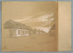 Rajz, Calle de Commerce, Barranquilla, Kolumbia, 1853. május alkotó: Frederic Edwin Church