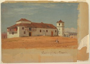 Rajz, templom Barranquillában, Kolumbia, 1853. május alkotó: Frederic Edwin Church