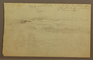 Rajz, Felhő tanulmány a hegyek felett, 1860-as évek alkotó: Frederic Edwin Church