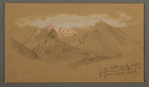 Rajz, Felhők a hegycsúcsok felett, valószínűleg 1868 alkotó: Frederic Edwin Church