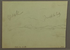 Rajz, Felhős égbolt, domboldal, 1870 alkotó: Frederic Edwin Church