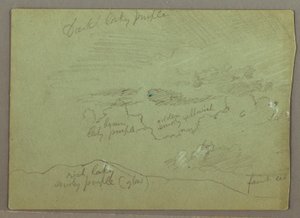 Rajz, Felhős égbolt a hegygerinc felett, valószínűleg 1871 alkotó: Frederic Edwin Church