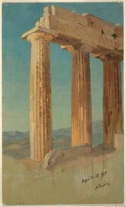 Rajz, A Parthenon oszlopai, Athén, 1869. április 21. alkotó: Frederic Edwin Church