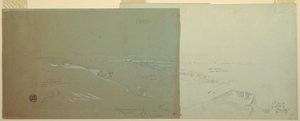 Rajz, Damaszkusz, Szíria, északnyugatról nézve, 2. rész, 1868. április vagy május alkotó: Frederic Edwin Church