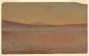 Rajz, A Katahdin-hegy és az Utazó távoli látképe a Millinocket-tó felől, 1870-80 alkotó: Frederic Edwin Church