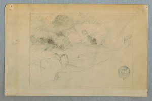 Rajz, Sangay vulkán kitörésének távoli látképe, Ecuador, 1857-62 alkotó: Frederic Edwin Church