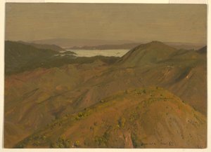 Rajz, távoli kilátás a hegycsúcsok fölött, 1865. augusztus alkotó: Frederic Edwin Church