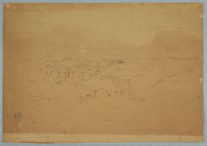 Rajz, Rajz.  Vázlatok.  Tájkép, "Tacunga közelében", Ecuador, 1857. június 17. alkotó: Frederic Edwin Church