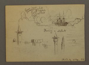 Rajz, Figurális tanulmányok, Vitorlás, Szivárvány, valószínűleg 1868 alkotó: Frederic Edwin Church