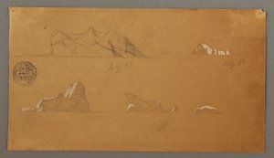 Rajz, Úszó jéghegyek, 1859. július 5. és 6. alkotó: Frederic Edwin Church