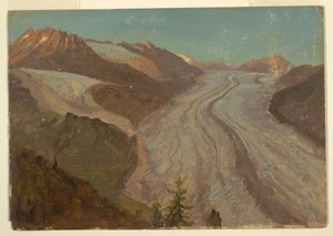 Rajz, Nagy Aletasch-gleccser, Svájc, 1868. augusztus alkotó: Frederic Edwin Church