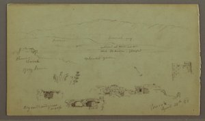 Rajz, Hill Range Across Plain, romok, 1868. április 28. alkotó: Frederic Edwin Church