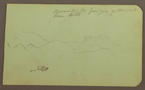 Rajz, dombok, szarvasmarha; hátoldal: tájkép, 1883 alkotó: Frederic Edwin Church