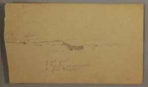 Rajz, Dombok, szivárvány, valószínűleg 1865-66 alkotó: Frederic Edwin Church