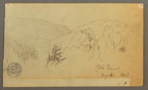Rajz, Dombok fákkal, 1860 alkotó: Frederic Edwin Church