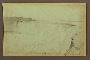Rajz, Patkó-vízesés dupla szivárvánnyal, Niagara folyó, Kanada, 1856 alkotó: Frederic Edwin Church