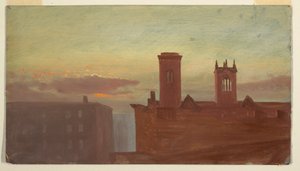 Rajz, Housetops/Hudson, 1867 körül. alkotó: Frederic Edwin Church