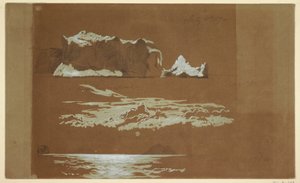 Rajz, Jéghegyek a St. John-fok és a Gull-sziget közelében, Új-Fundland, 1859. július 4. alkotó: Frederic Edwin Church