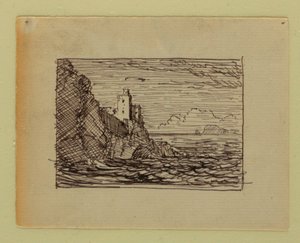 Rajz, Képzeletbeli táj, 1850 körül alkotó: Frederic Edwin Church