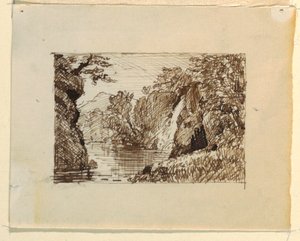 Rajz, Képzeletbeli tájkép, 1870-73 körül. alkotó: Frederic Edwin Church