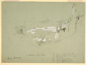 Rajz, Isola Farnese a római Campagnában, Olaszország, 1869. május alkotó: Frederic Edwin Church