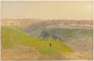 Rajz, Jeruzsálem az Olajfák hegyéről, 1868. március alkotó: Frederic Edwin Church