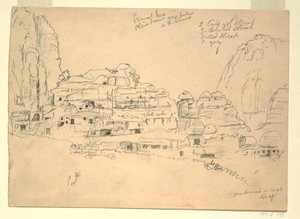 Rajz, Khirbet-en-Nasara, Petra, Jordánia, 1868. február 26. alkotó: Frederic Edwin Church