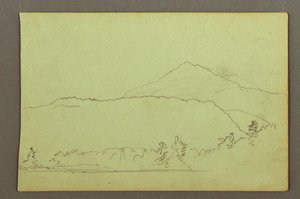 Rajz, tó, dombvidék, valószínűleg 1856 alkotó: Frederic Edwin Church