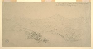 Rajz, Tájképkompozíció: A kolumbiai Paso és az ecuadori Quito közötti út tájképei alapján. 1853. augusztus 26. alkotó: Frederic Edwin Church
