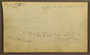 Rajz, Tájkép, Guayaquil, Ecuador, 1857. május 21. alkotó: Frederic Edwin Church