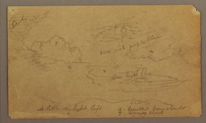 Rajz, tájkép; hátoldal: Botanikai vázlatok, 1865 alkotó: Frederic Edwin Church