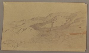 Rajz, Tájkép a Galleway Hill farmról, Jamaica, Nyugat-India, 1865. augusztus alkotó: Frederic Edwin Church