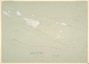 Rajz, Tájkép a Berni-Alpokban, Bel Alp közelében, Svájc, 1868 szeptembere alkotó: Frederic Edwin Church