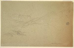 Rajz, Tájkép Berchtesgaden mellett, 1868. június-július, június - július alkotó: Frederic Edwin Church