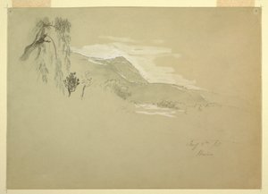 Rajz, Tájkép Huino közelében, Mexikó, 1885. január 8. alkotó: Frederic Edwin Church