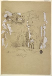 Rajz, Tájkép a Caracalla-fürdő közelében, Róma, 1869 februárja alkotó: Frederic Edwin Church