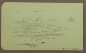 Rajz, Tájkép templommal; hátoldal: Tájkép, 1883 alkotó: Frederic Edwin Church