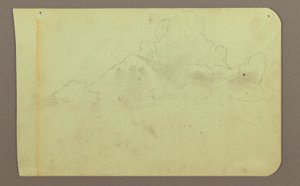 Rajz, Tájkép felhőkkel; hátoldalon: Hegy, 1883 alkotó: Frederic Edwin Church